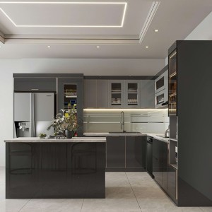 Tủ Bếp Nhôm Cánh Kính TBN02